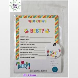 New Best Pet Party White Game Cards